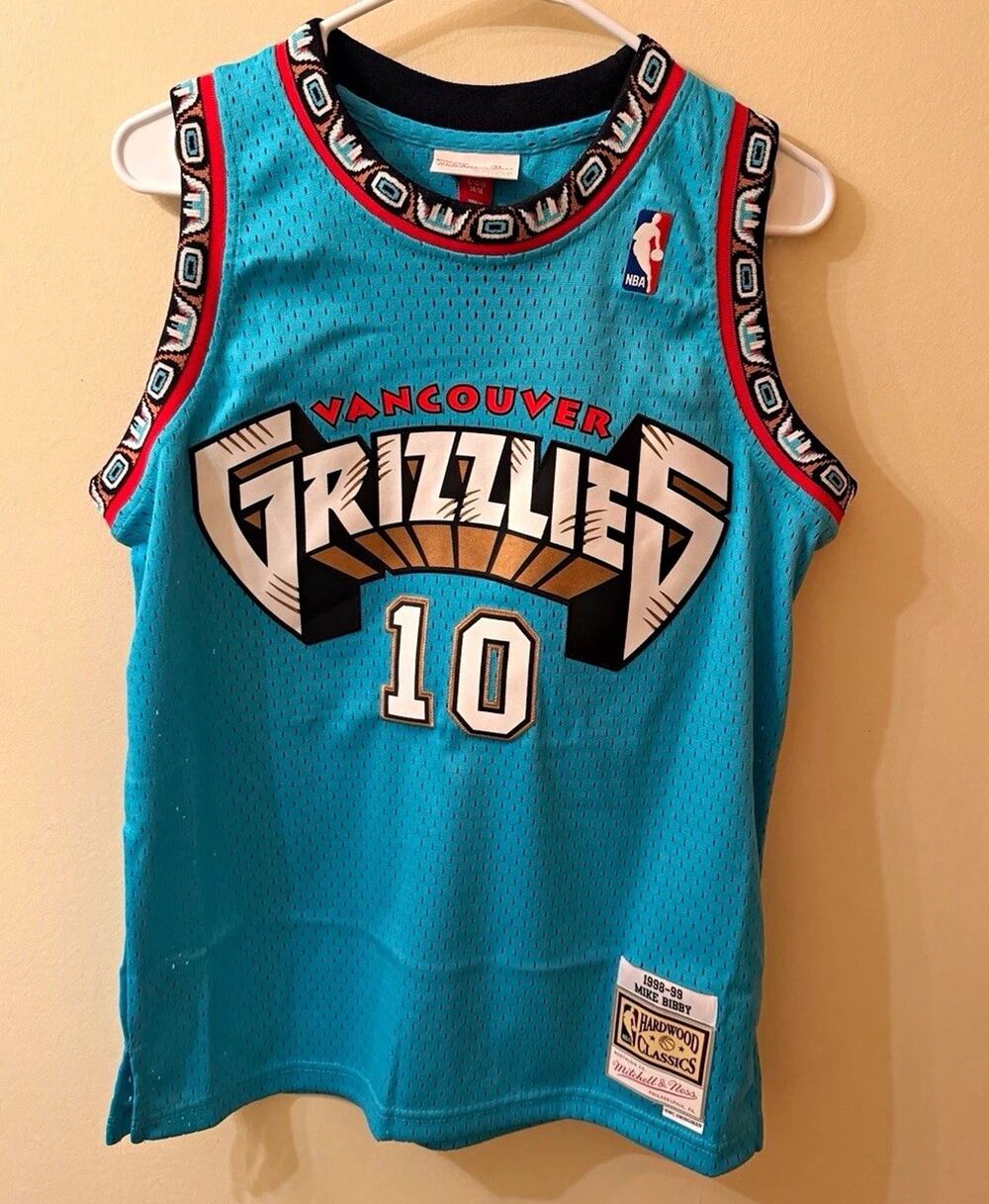 Mitchell & Ness Vancouver Grizzlies Mike Bibby #10 Boys Jersey Youth L Blue NWT